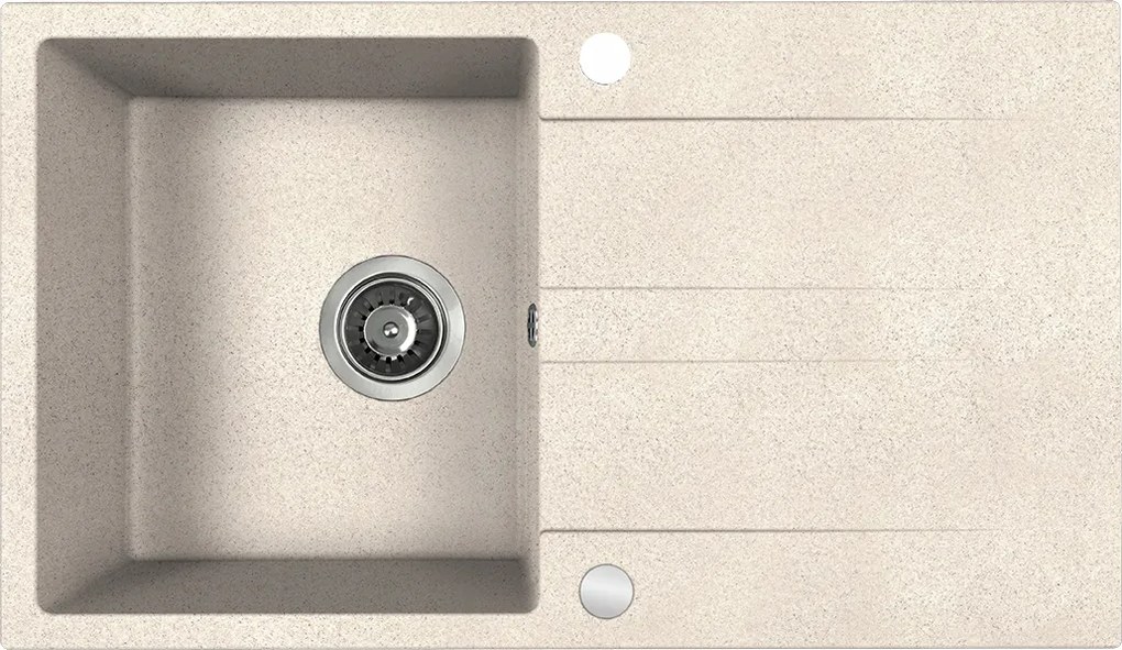 Gránit mosogató Laut 1 kamrás csepegtetővel 50cm, Bézs