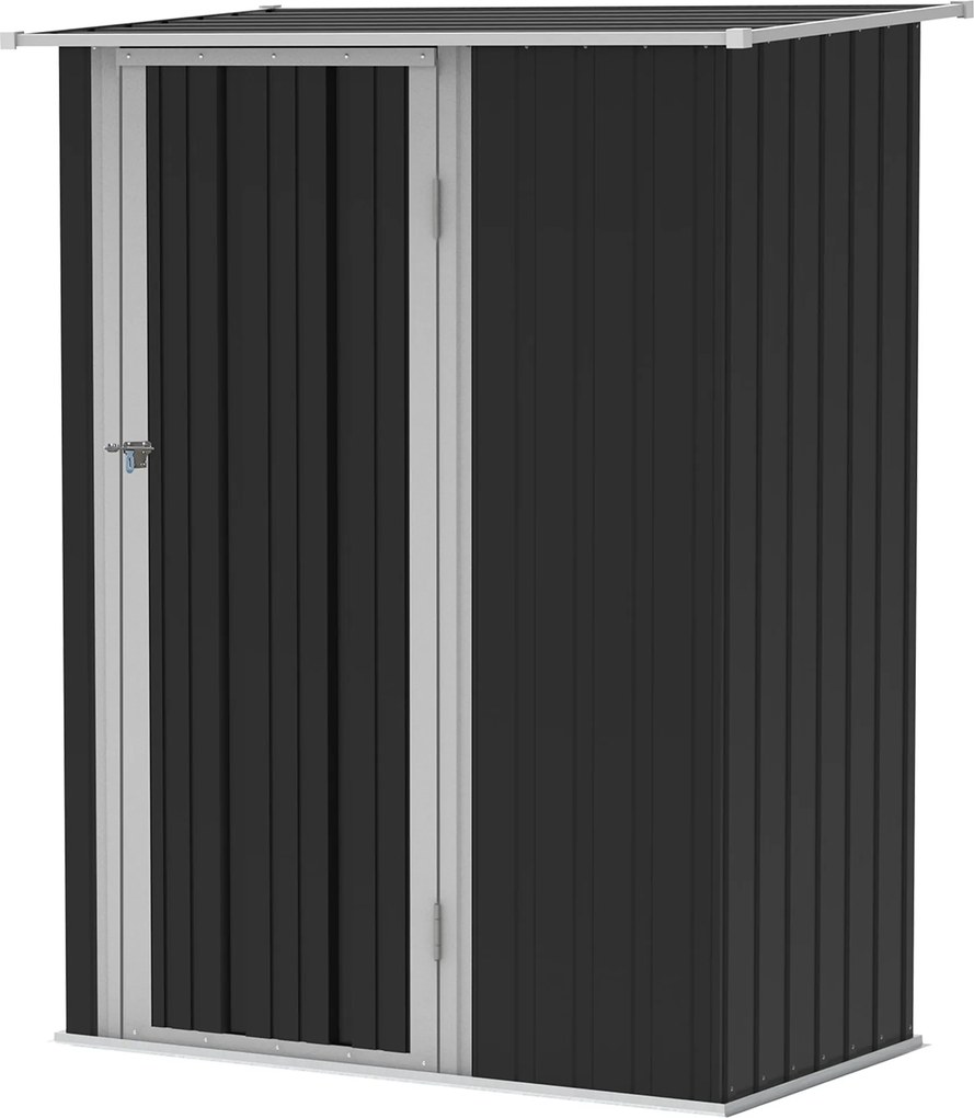 Outsunny Kerti Tároló Sátor Ajtóval - Kültéri Acél Sötétszürke 142 x 84 x 189 cm | Aosom