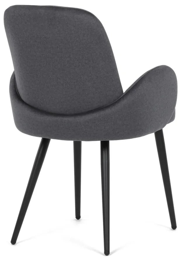 Scaun de sufragerie in stil industrial, tapiterie din stofă gri, picioare din metal, negru