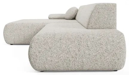 PRATO L alakú balos kihúzható sarokkanapé tárolóval, bézs