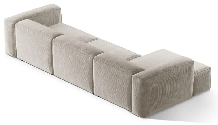 Bézs kordbársony sarokkanapé (bal oldali-heverő résszel) Bergano – Cosmopolitan Design