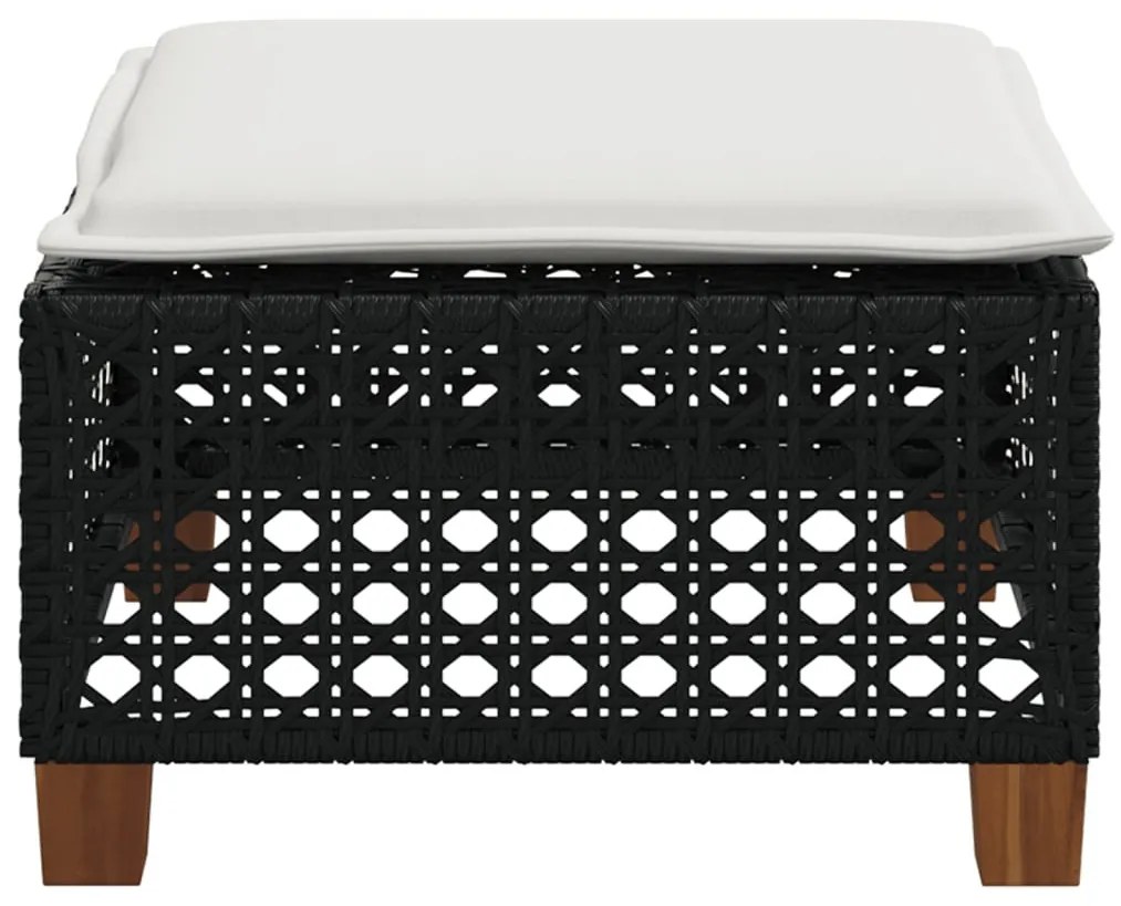 Fekete polyrattan kerti szék párnával 63,5 x 56 x 32 cm