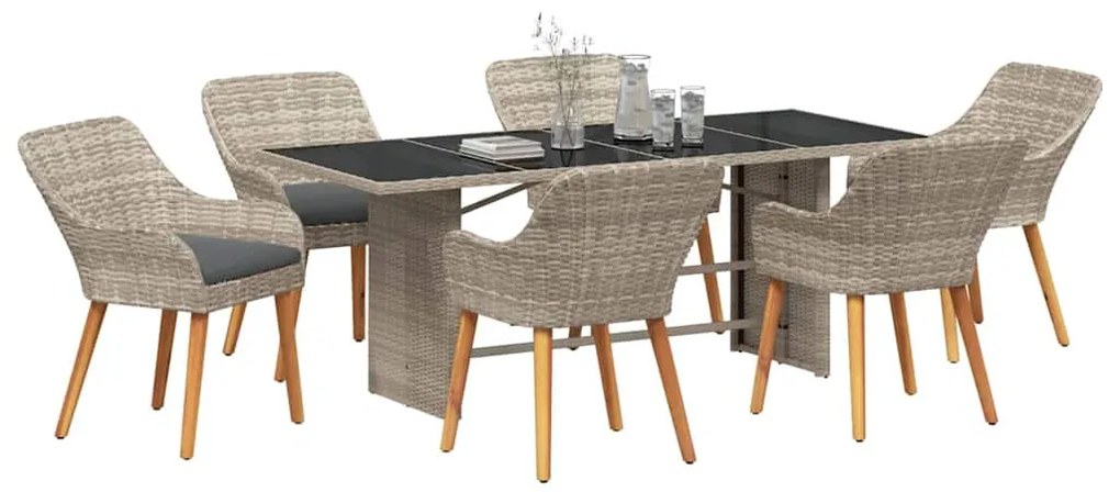 Kültéri étkező szett 7 pcs Világosszürke