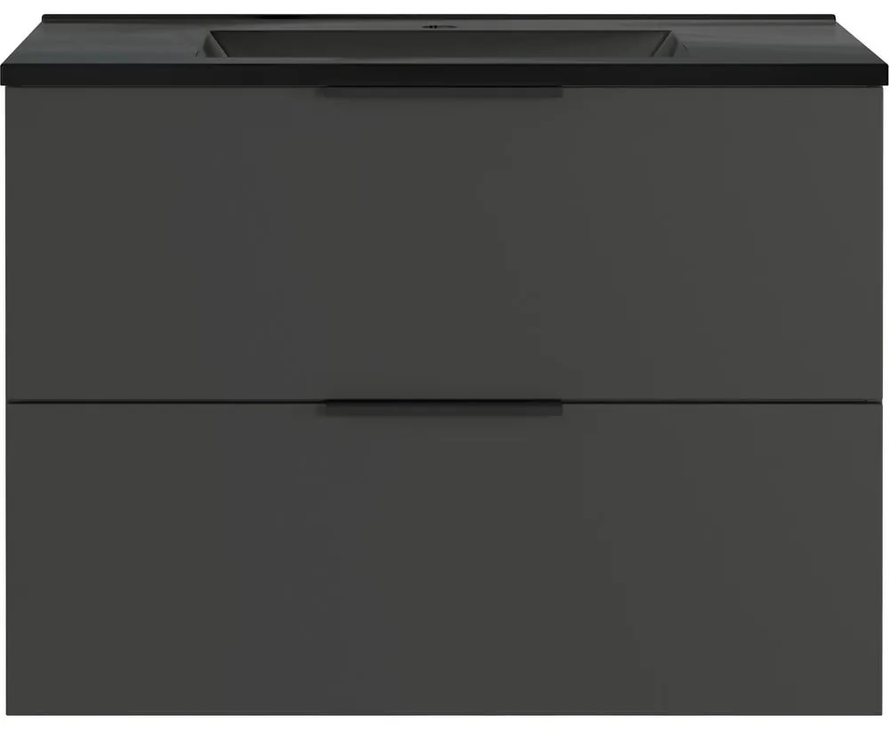 Fekete-antracitszürke fali szekrény mosdókagylóval 81x61 cm Crandon – Germania