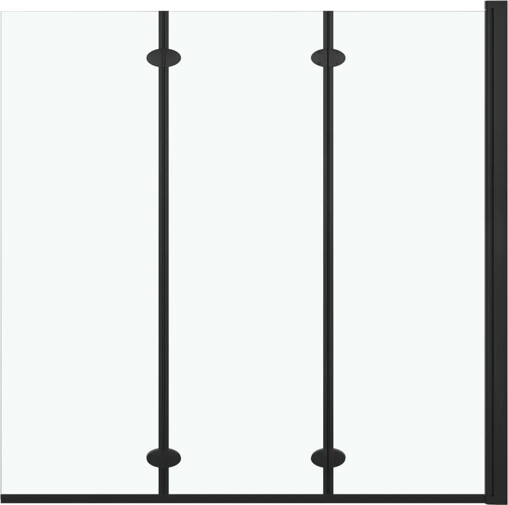vidaXL 3 paneles fekete ESG zuhanyzó összecsukható ajtóval 130x138 cm