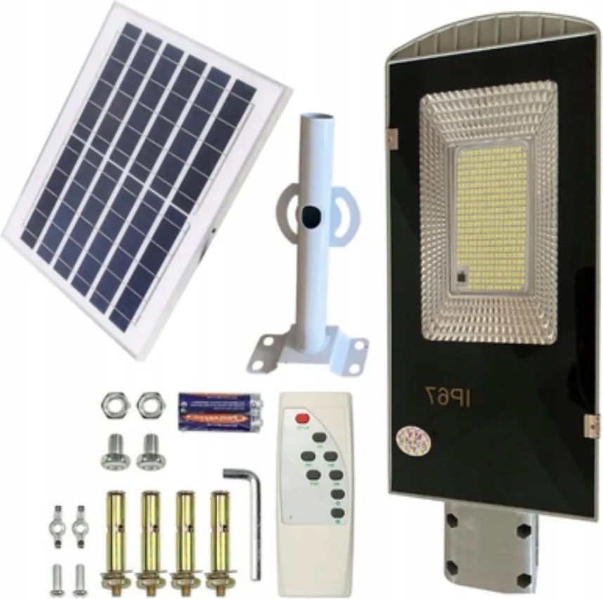 Napelemes Kerti Lámpa Utcai Lámpa Oszlop Erős Panel 100W 129LED