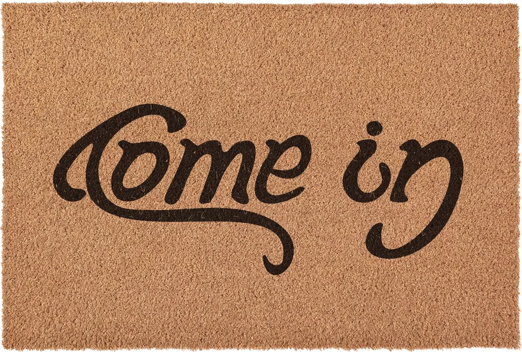 Lábtörlő kétoldalas Come In Go Away ajtóra ajándék kókusz 60x40