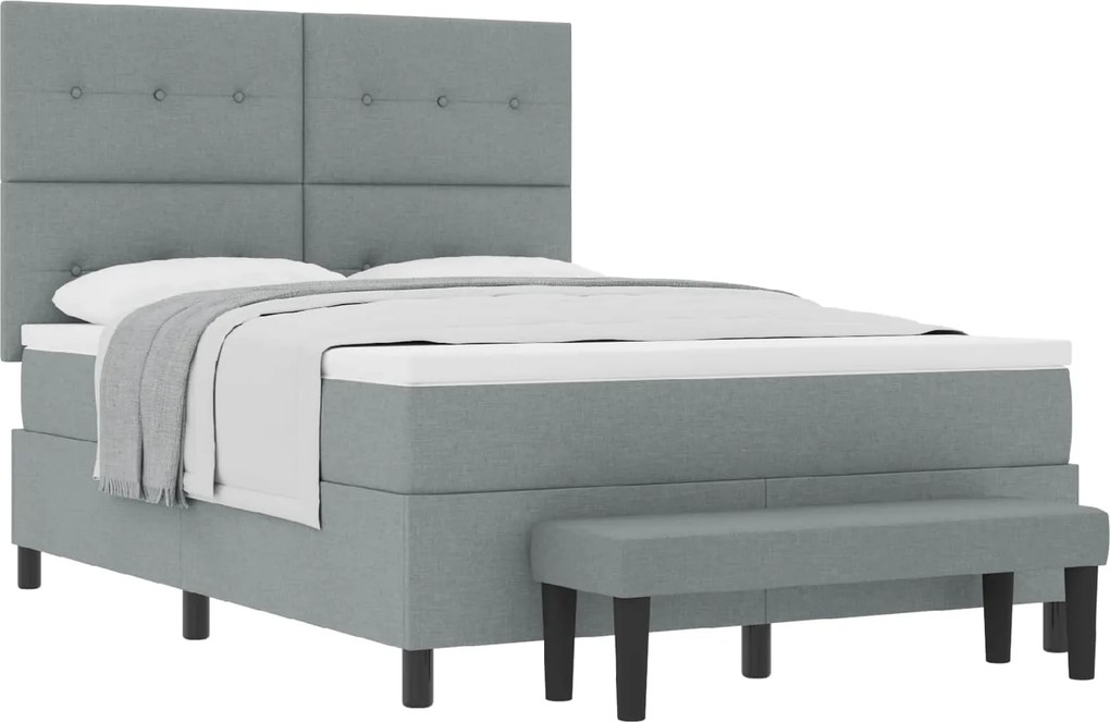 vidaXL Boxrugós ágy matracmal Világosszürke 140 x 190 cm szövet