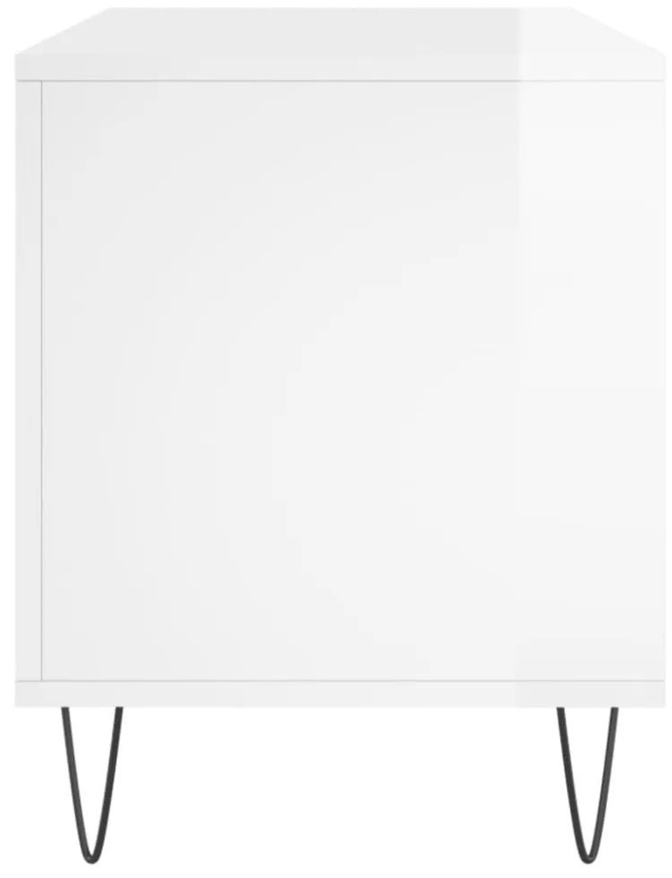 magasfényű fehér szerelt fa hanglemezszekrény 100 x 38 x 48 cm