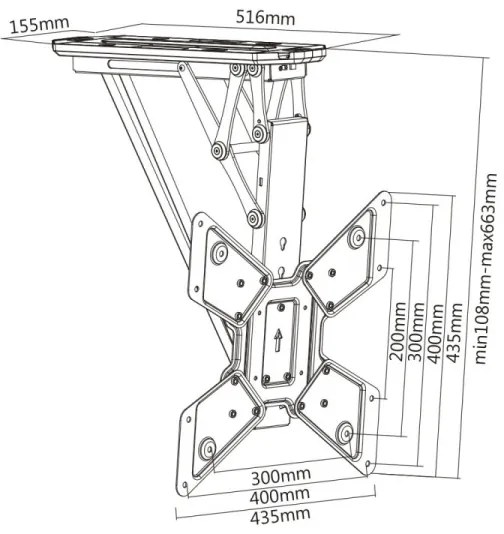 MK FLORIA MKF-20DM444 - Intelligens mennyezeti tartó TV-hez 55" fekete Wi-Fi TUYA + + távirányító