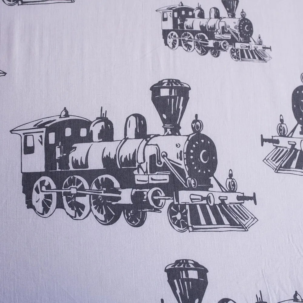 Szürke gumis pamut gyerek lepedő 90x200 cm Train – Jerry Fabrics