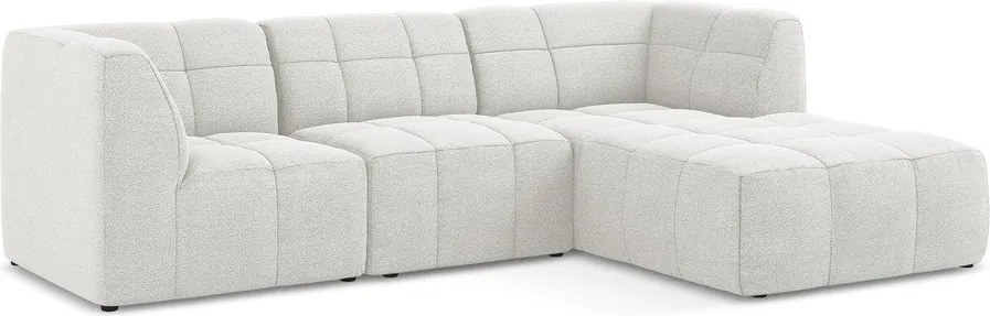 Fehér buklé sarokkanapé (jobb oldali-heverő résszel) Aloha – Makamii