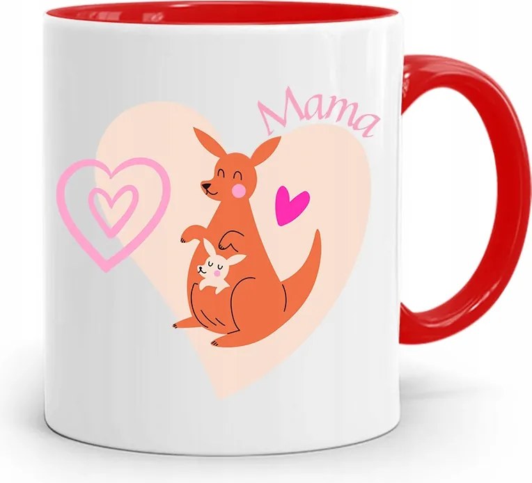 Piros Bögre Ajándék Anyukáknak fényképes nyomattal