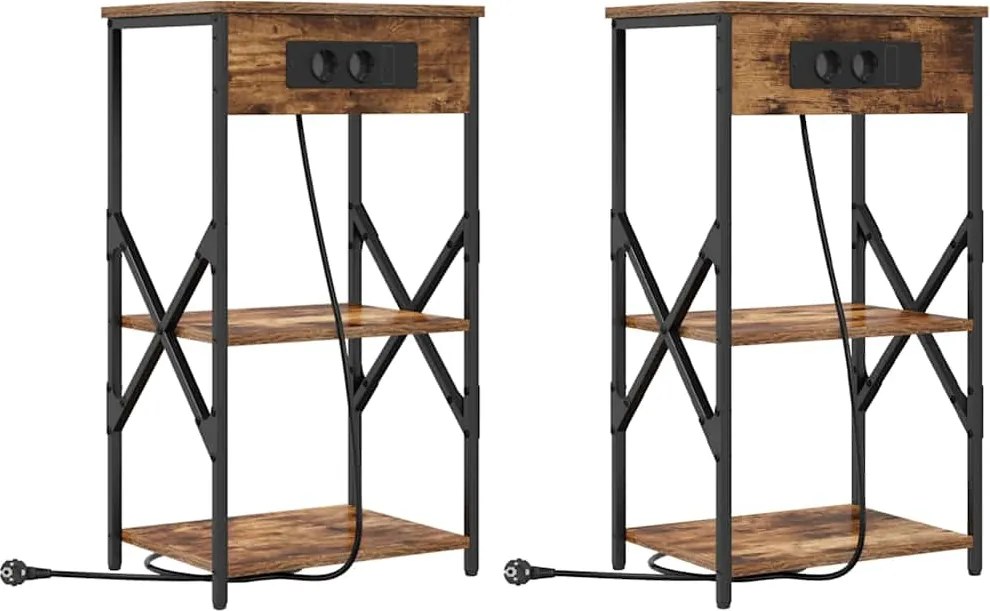 vidaXL Éjjeliszekrény 2 pcs Füstölt tölgy 41 x 31 x 76 cm Faanyag