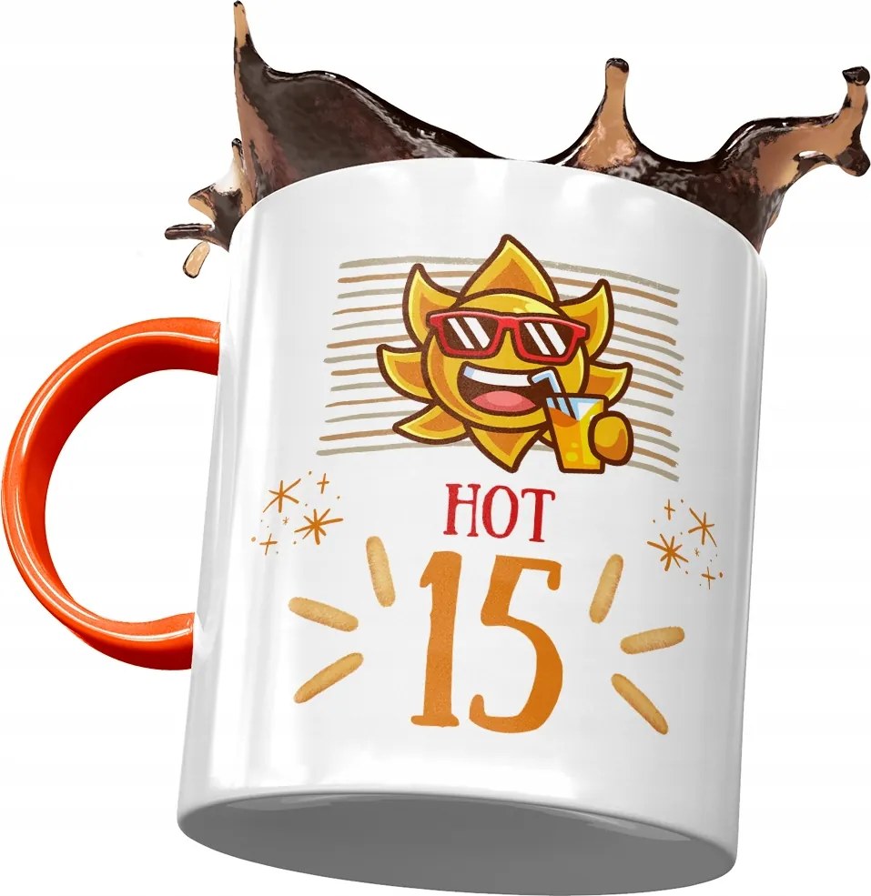 Narancssárga Bögre Születésnapra 15 15. 15. Nyomtatott Fotóval