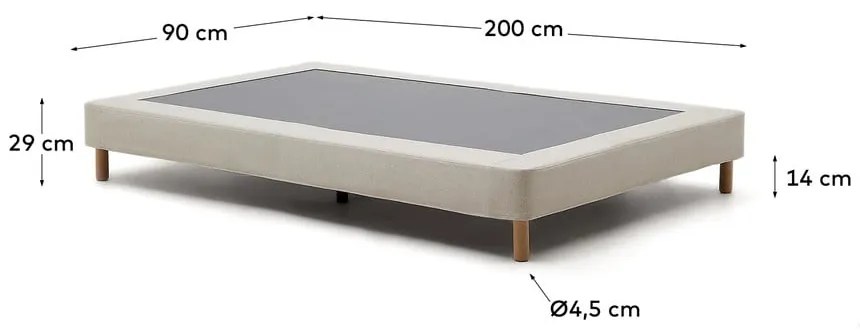 Bézs kárpitozott egyszemélyes ágy 90x200 cm Ofelia – Kave Home