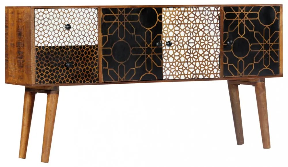 tömör mangófa tálalószekrény nyomtatott mintával 130x30x70 cm