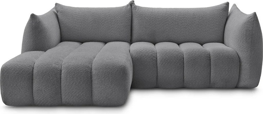 Szürke buklé sarokkanapé (bal oldali-heverő résszel) Azra – Bobochic Paris