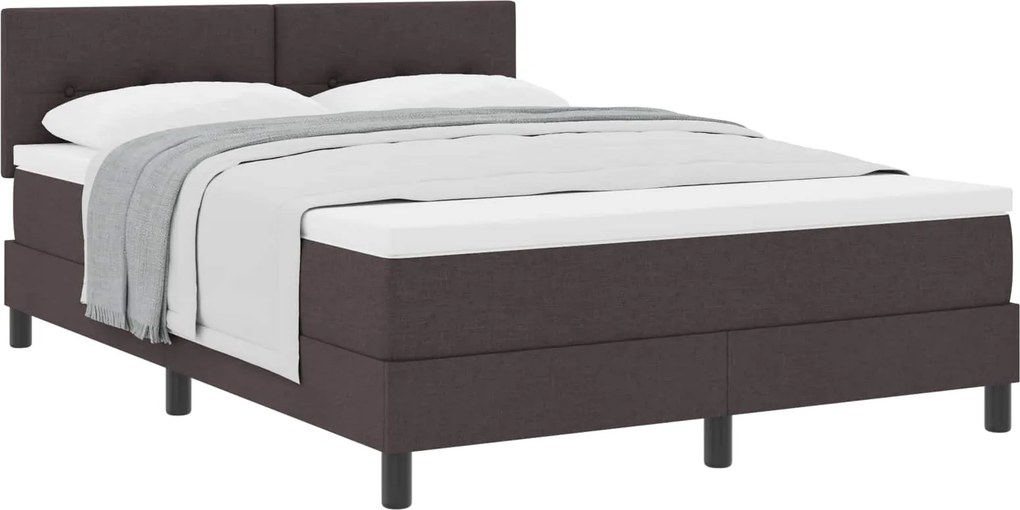 vidaXL Boxrugós ágy matracmal Sötét Barna 140 x 200 cm szövet