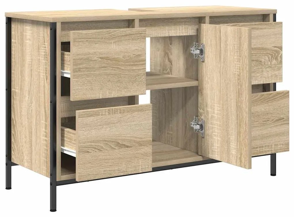 sonoma tölgy mosdószekrény fiókokkal 90x34,5x60 cm