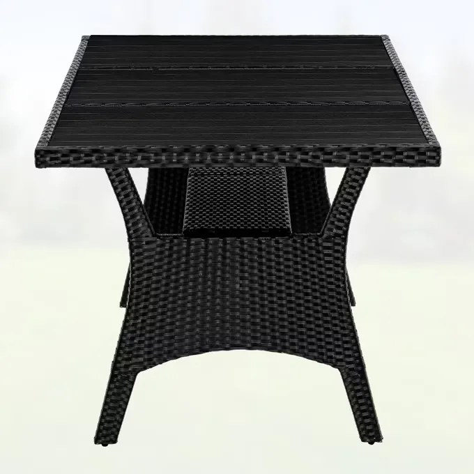 Deuba Rattan asztal 190x90x75 cm - fekete