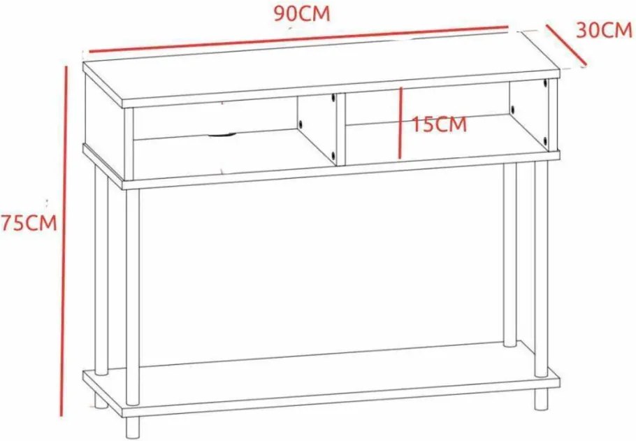 Komód, fehér, 90 cm – Peka-0019