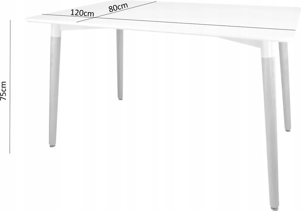 Téglalap alakú asztal 120 x 80 x 74 cm