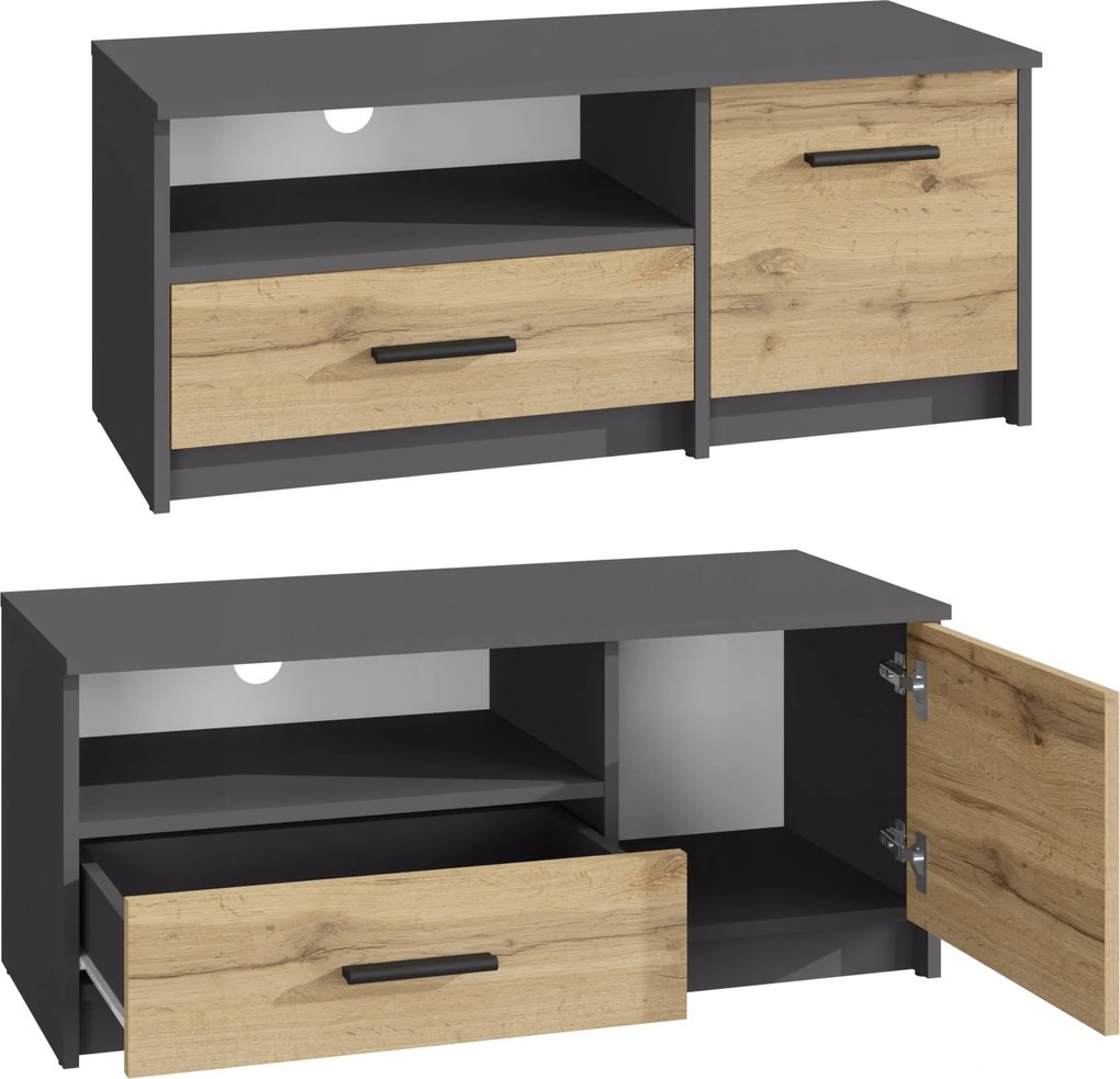 Rtv szekrény Bodo 1D1S Antracit-wotan Tv állvány komód Tv alá