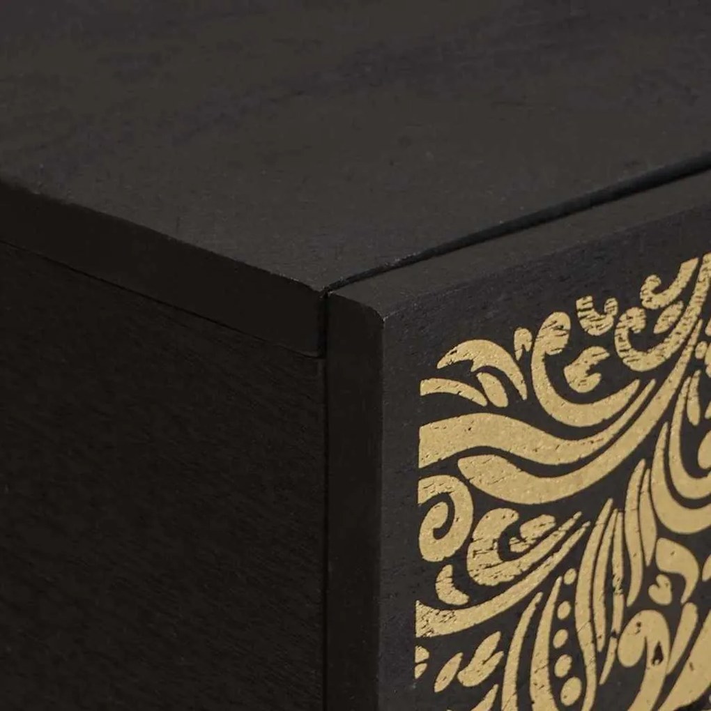 vidaXL Dohányzóasztal Fekete 100 x 54 x 40 cm Tömör Mangófát