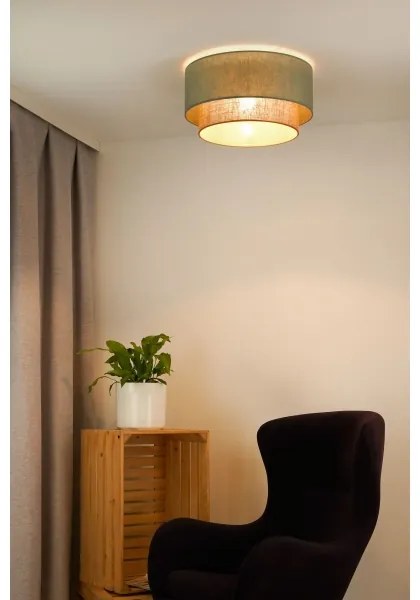 Duolla - Mennyezeti lámpa BOHO 1xE27/15W/230V átm. 45 cm zöld/barna