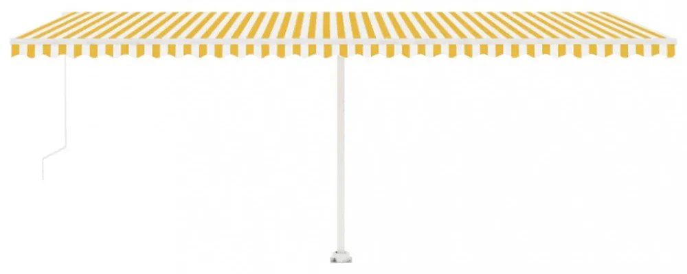 sárga-fehér kézzel kihúzható póznás napellenző 600 x 350 cm