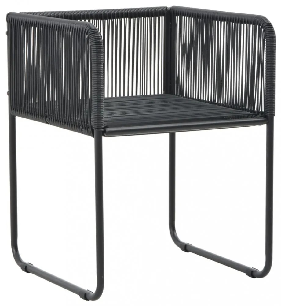 3 részes fekete PVC rattan kerti étkezőgarnitúra