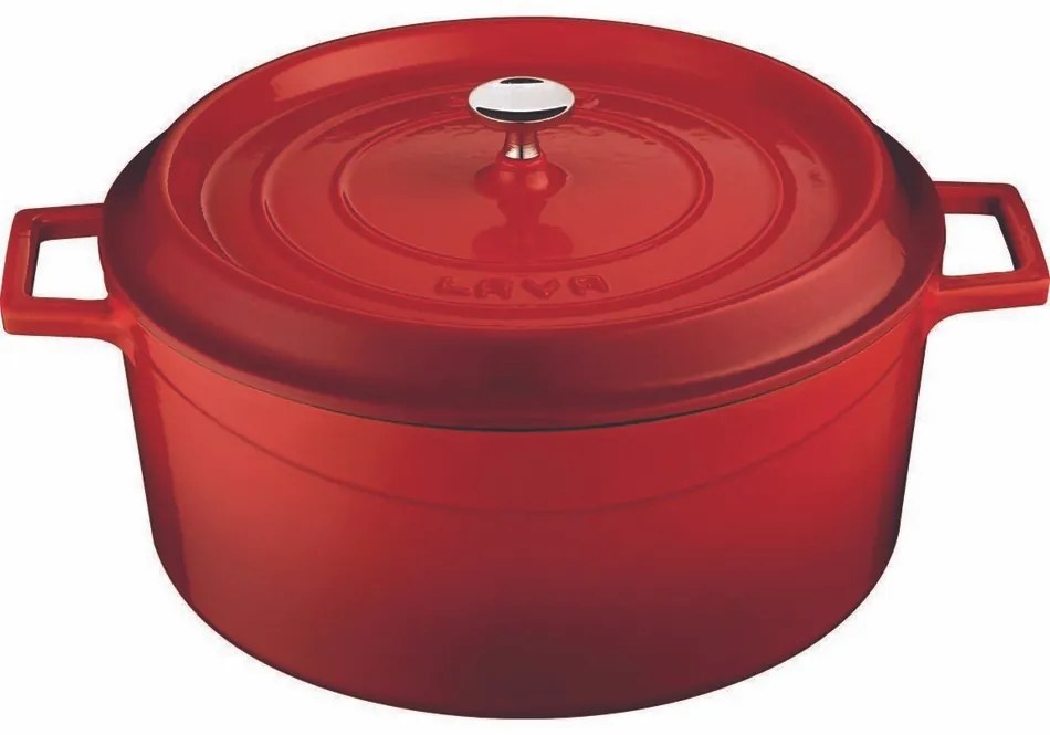 LAVA Metal Öntöttvas edény, átmérő 24 cm, piros,4,5 l