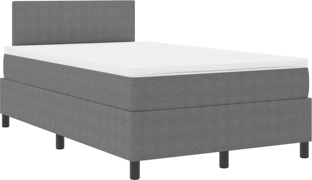 vidaXL Boxrugós ágy fejtámlával Világosszürke és fehér 120 x 190 cm