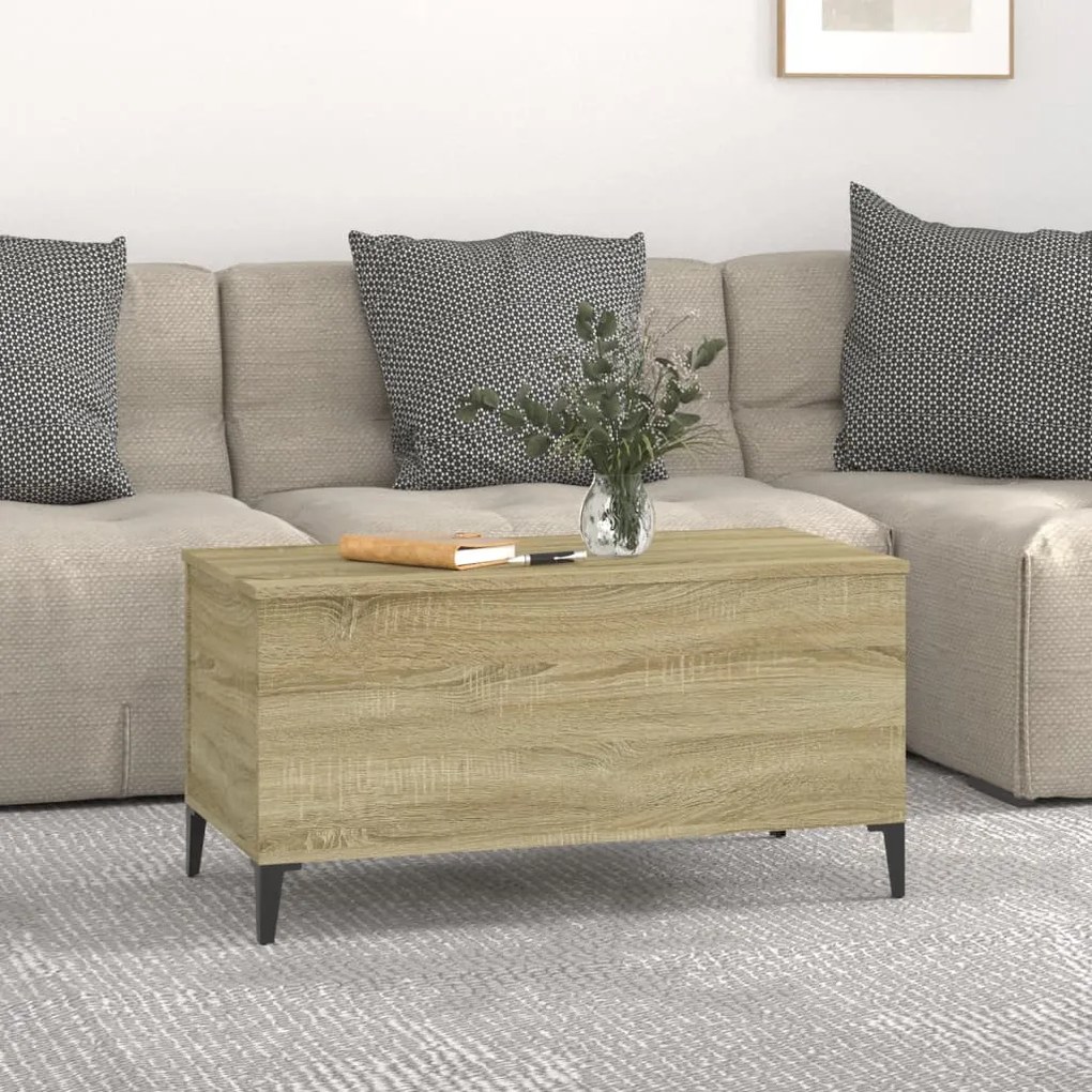 Sonoma tölgy színű szerelt fa dohányzóasztal 90x44,5x45 cm