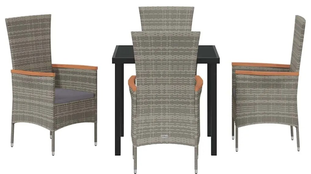 Kert étkező szett párnával 5 pcs Szürke Poli rattan