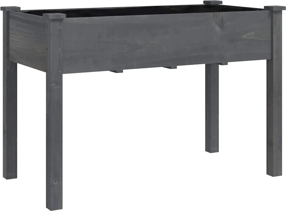 vidaXL szürke tömör fenyőfa kerti ültetőláda béléssel 118 x 59 x 76 cm