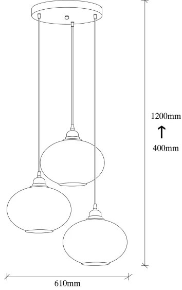 Csillár zsinóron SMOKED 3xE27/40W/230V