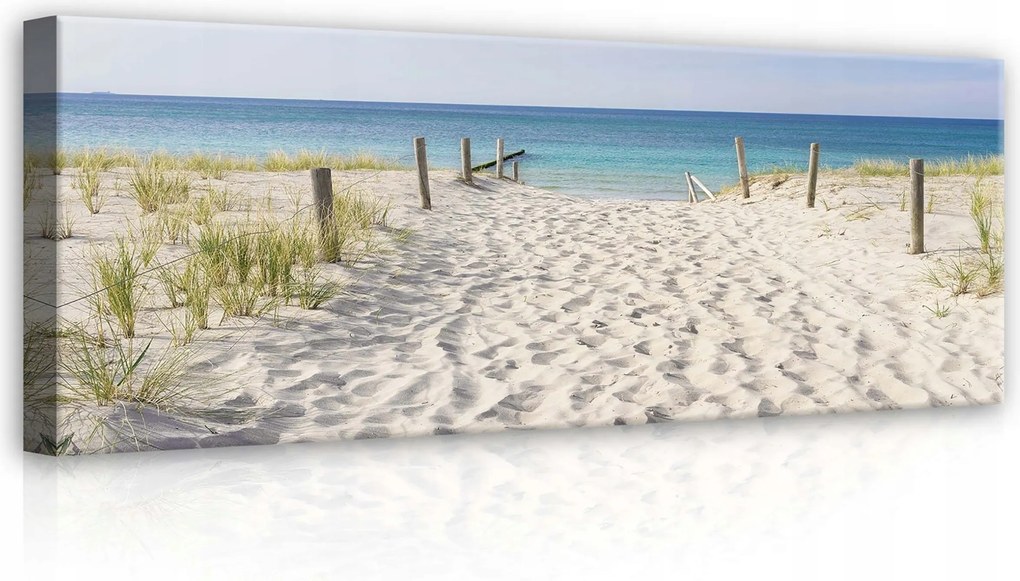 Vászonkép 80x30 Csendes reggel a tengerparton Fürdőszoba dekoráció világos nappali