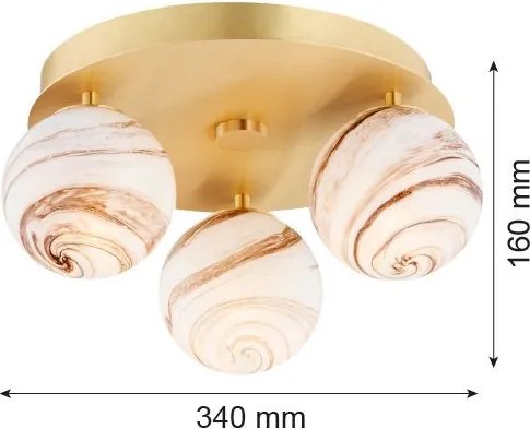 ARGON 6290 FABIO Glamour Mennyezeti Lámpa Fehér, Barna, Csiszolt Sárgaréz E14 IP44