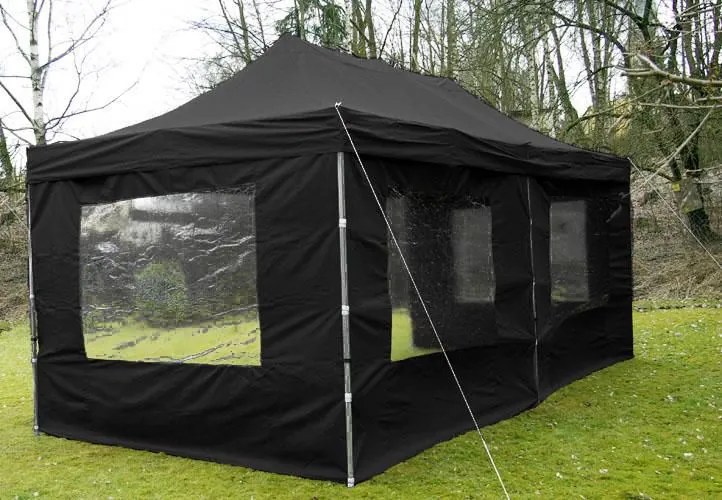 GARTHEN Kerti sátor összecsukható PROFI 3 x 6 m fekete