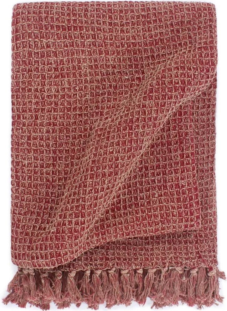 vidaXL burgundi vörös pamutpléd 220 x 250 cm