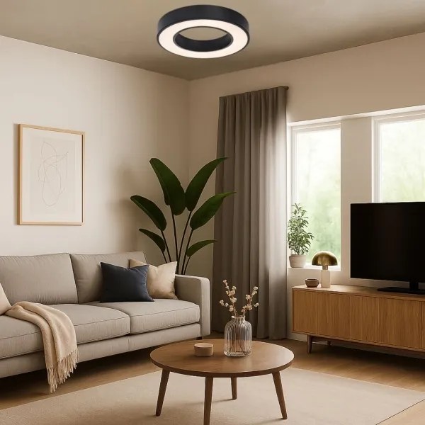 Rabalux 71360 - CIRANO LED mennyezeti lámpa, 24W, 230V, választható színhőmérséklet: 3000/4000/6500K, átm. 40 cm, fekete
