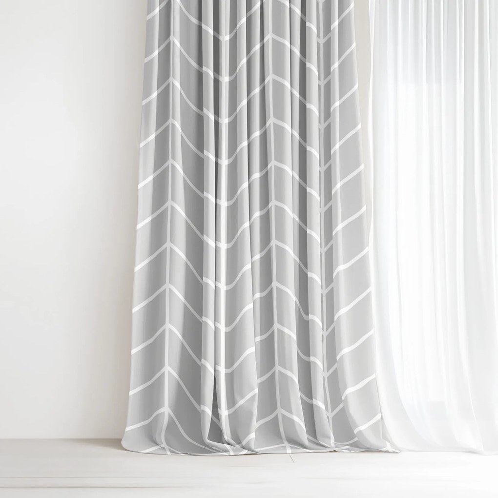 Goldea pamut függöny- cikkcakk szürkén 160x150 cm
