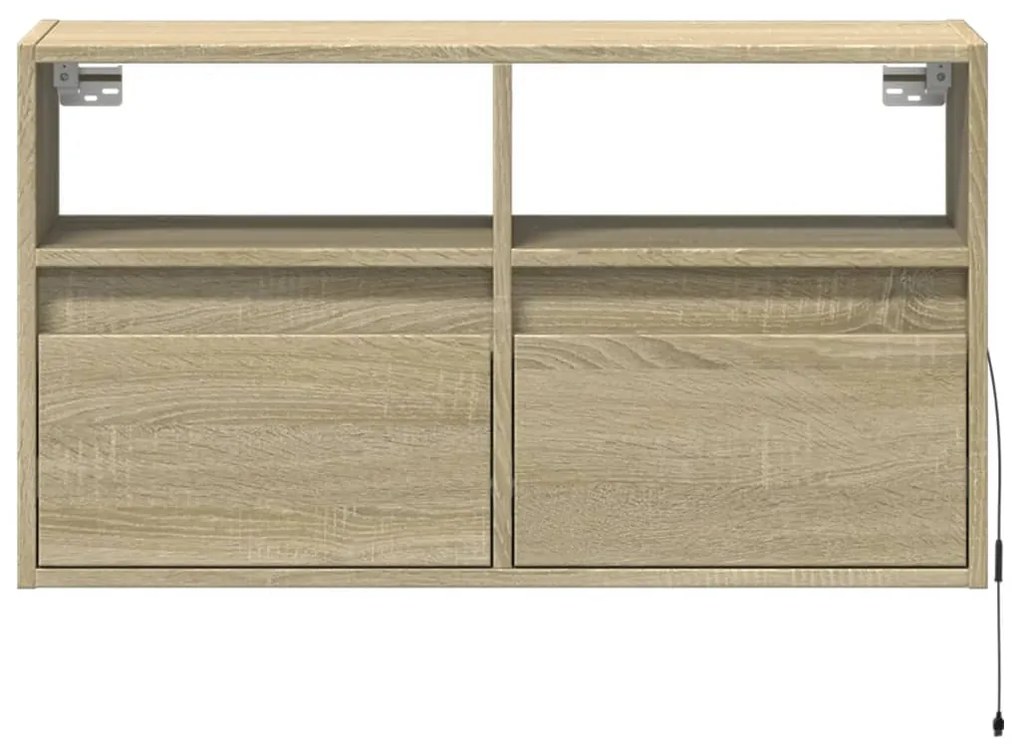 sonoma tölgy színű fali TV-szekrény LED-ekkel 80x31x45 cm
