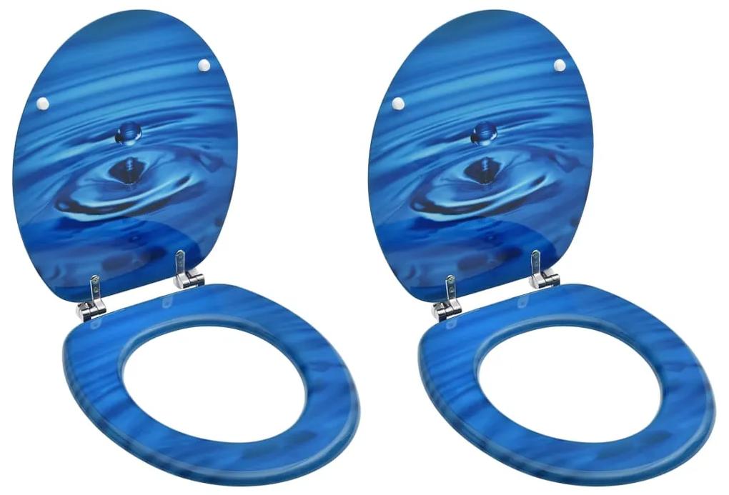 vidaXL 2 db kék vízcseppmintás MDF WC-ülőke fedéllel