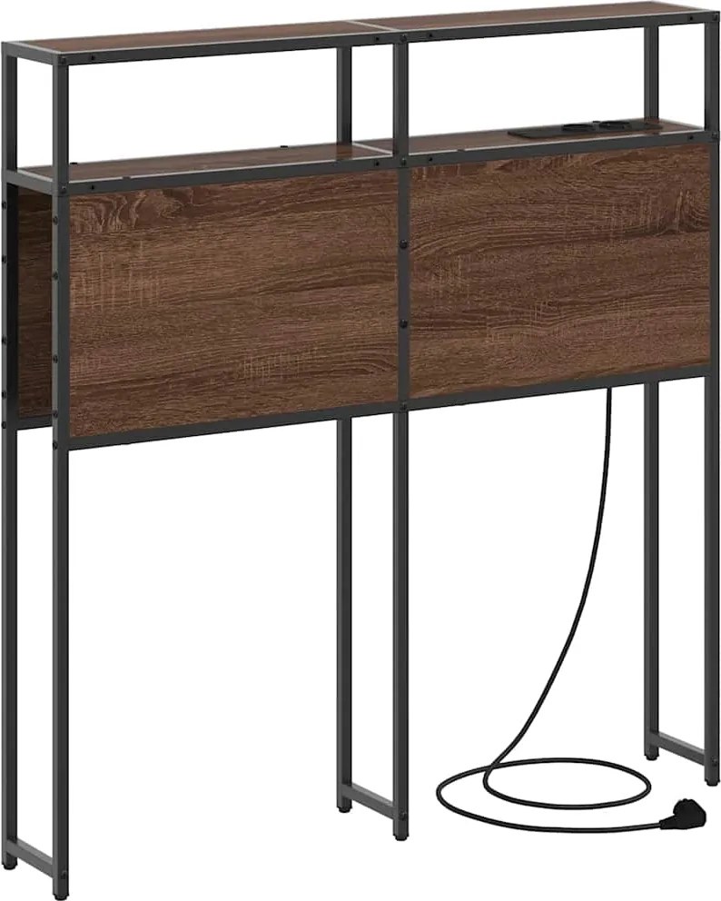 vidaXL Tároló fejtámla polcokkal tárolóval barna tölgy 100 cm Faanyag