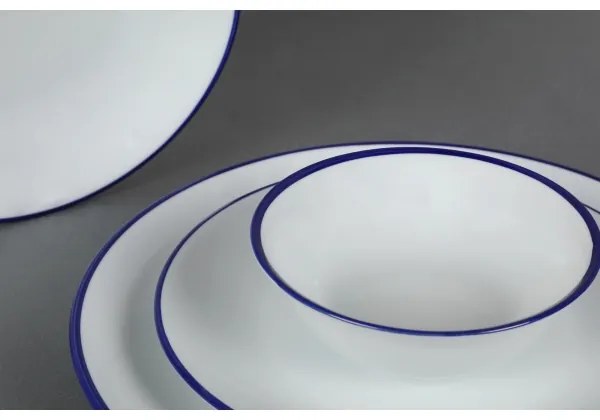 24 részes porcelán étkészlet, fehér/kék