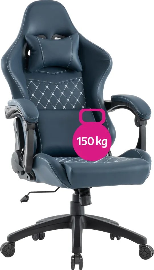Irodai/gamer szék, kék, teherbírás 150 kg, SAMIE