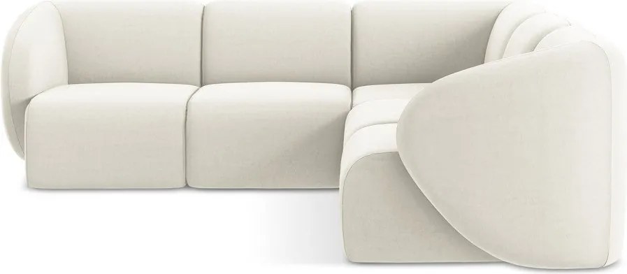 Bézs bársony sarokkanapé Lani – Makamii